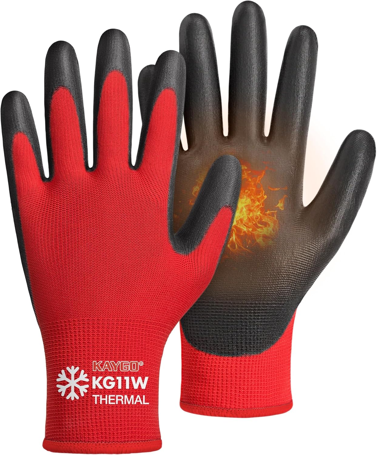 KAYGO Work Gloves for Men and Women,12 Pairs Seamless Knit PU Coated Safety Gloves, with Smooth Grip on Palm and Fingers, Ideal for Light Warehouse, Manufacturing, Gardening, KG11P (M, Black)