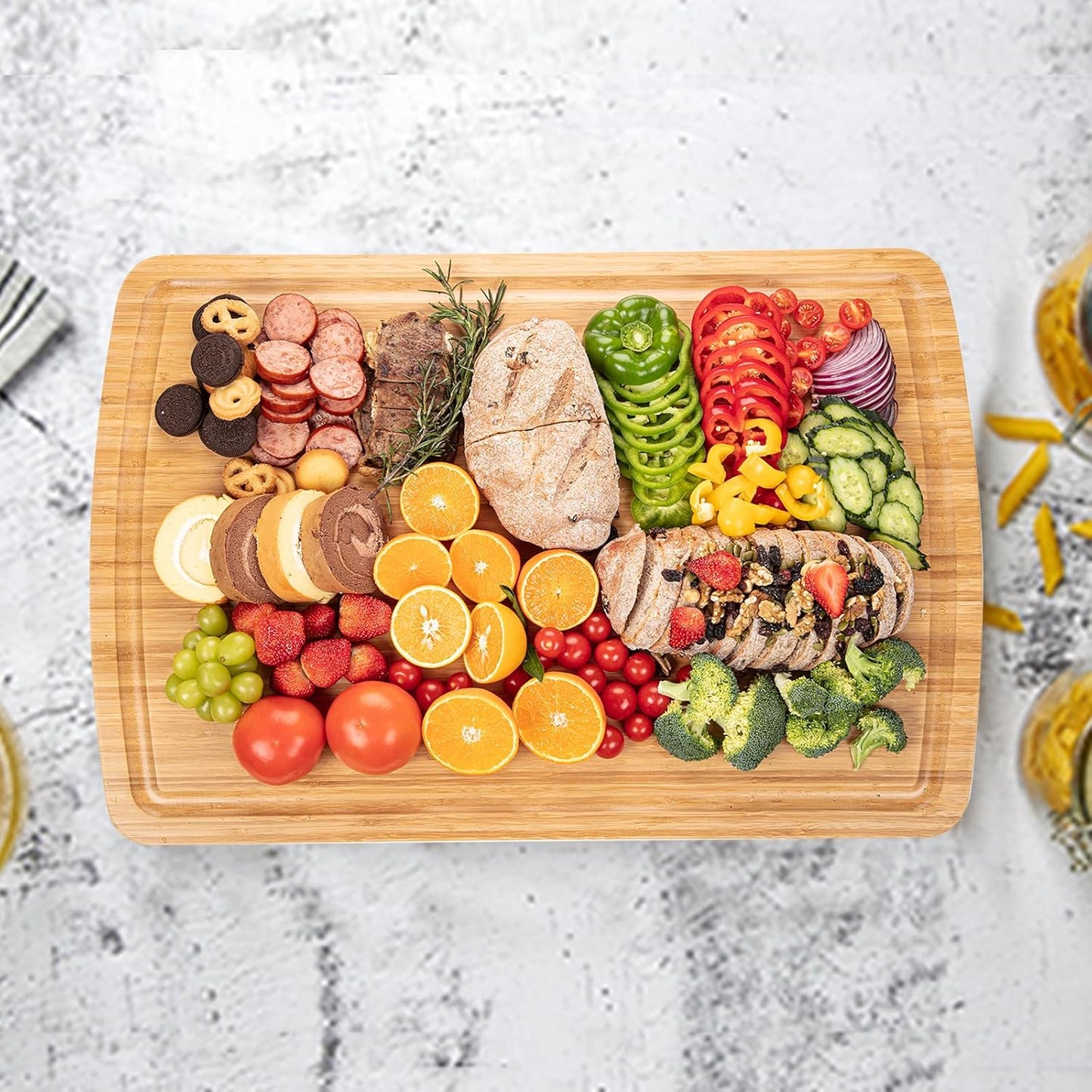 GAOMON 20 x 15 In Extra Large Acacia Wood Cutting Board, 1.5" Thick Kitchen Cutting Boards with Handle & Juice Groove, Butcher Block, Wooden Carving Board for Meat and Chopping Vegetables