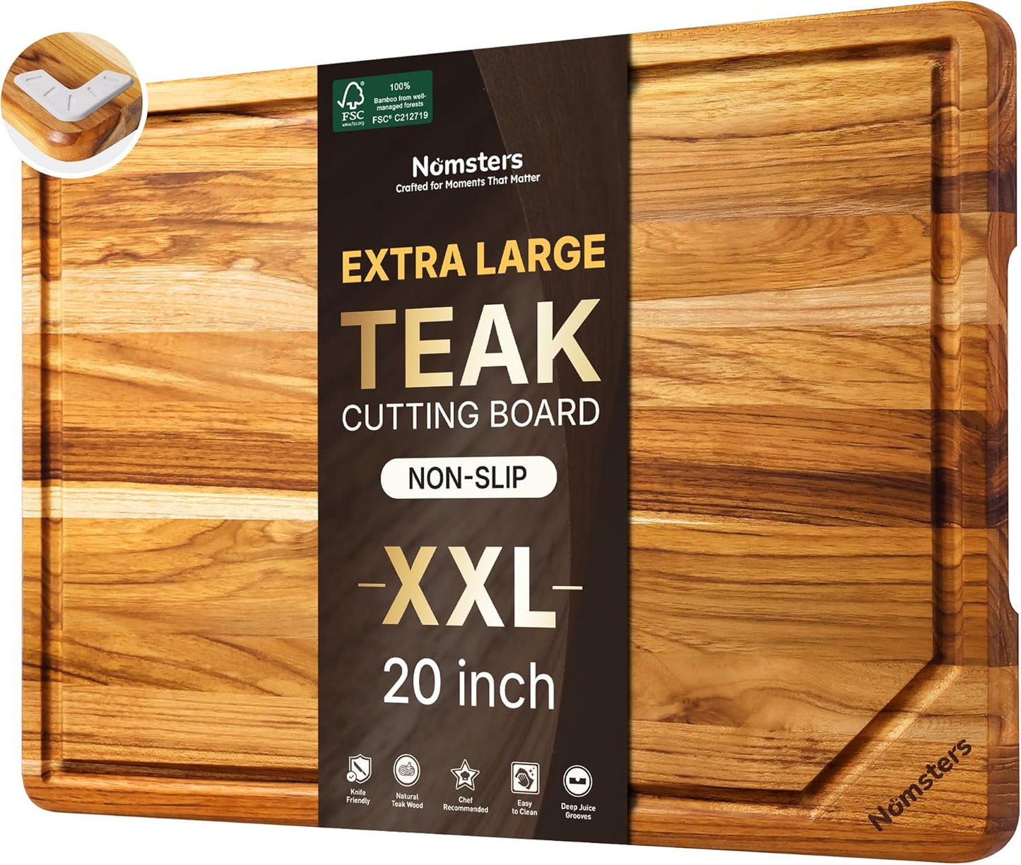 3 Pack Teak Wood Cutting Board Set for Kitchen Charcuterie Board Serving Heavy Duty Non Toxic Slip Hardwood Over Sink Solid Thick Haus Wooden Chopping Board Large Big Small Meat Best Essential Gift
