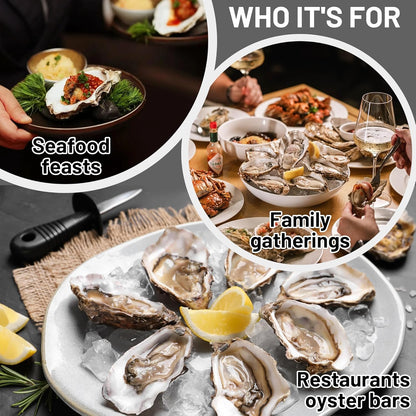 Oyster Shucking Machine with Adjustable Handle Oysters Shucker Tool Clam Shell Opener Machine Seafood Tools Set, Including Two Oyster Shucking Knife, one Pair of Glove and one G-Clip