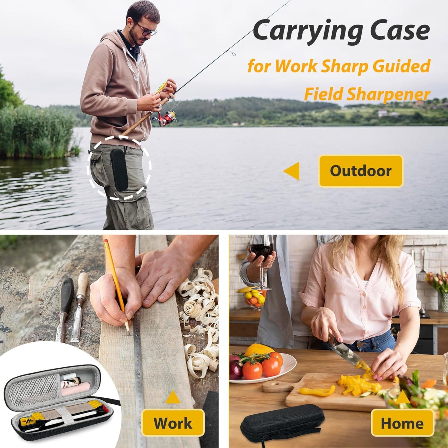 ICIMBI Hard Travel Carrying Case for Work Sharp Guided Field Sharpener Black