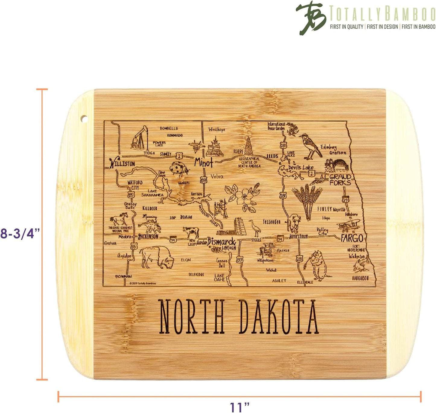 Totally Bamboo A Slice of Life New Jersey State Serving and Cutting Board, 11" x 8.75" - Colors B