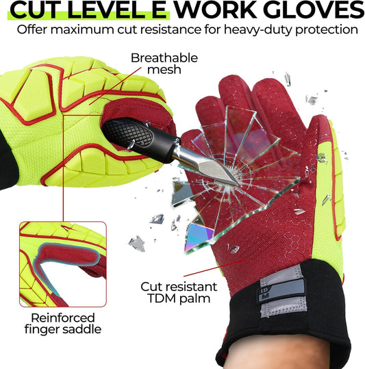 HANDLANDY Anti Vibration Gloves, SBR Padding, TPR Protector, Mechanic Work Gloves