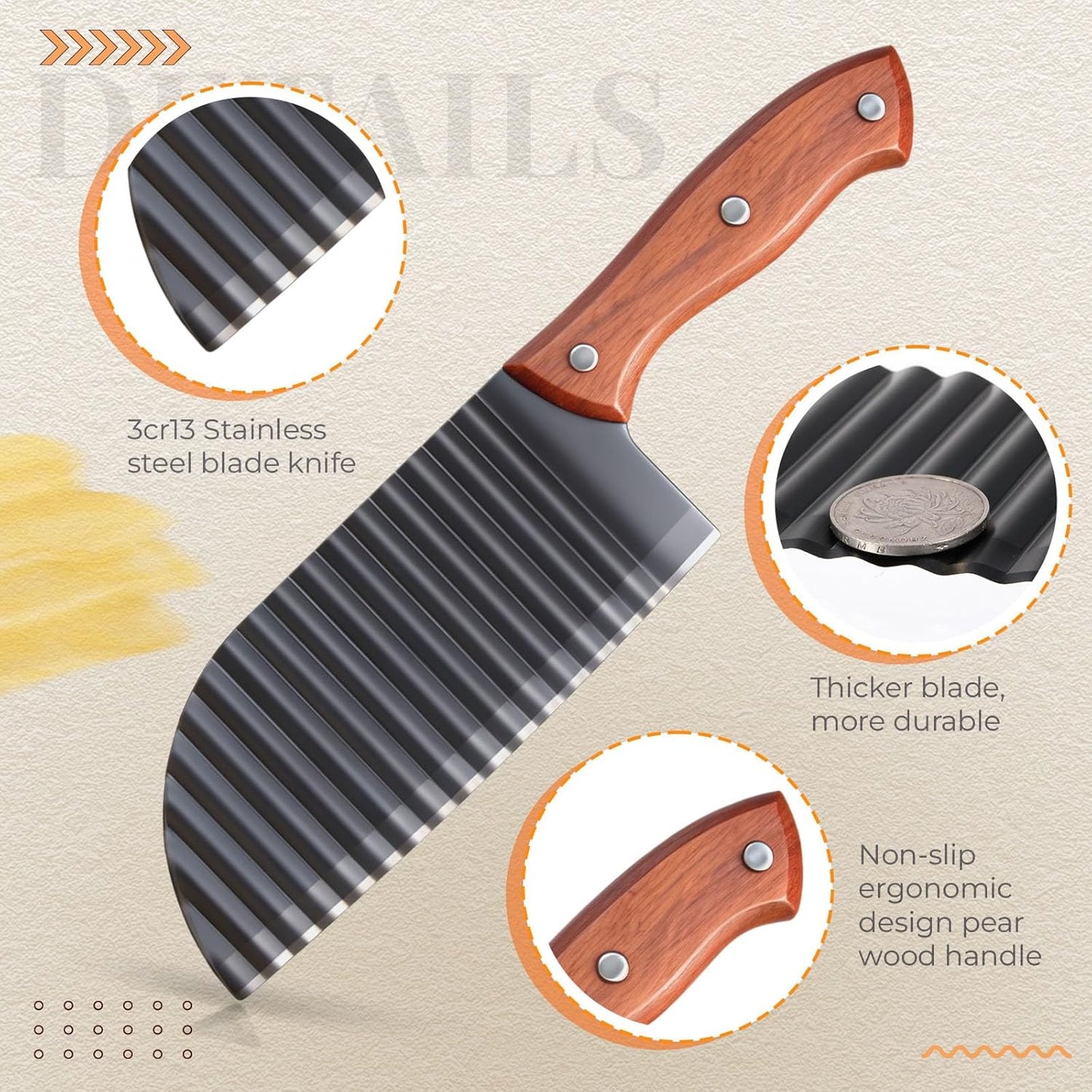 Patelai 2 Pcs Crinkle Cutter Set for Potato Vegetable French Fry, Stainless Steel Blade Wavy Slicer, Wavy Crinkle Cutting Tool Salad Chopping Knife Soap Fruit French Fry Slicer(Plastic Handle,Black)
