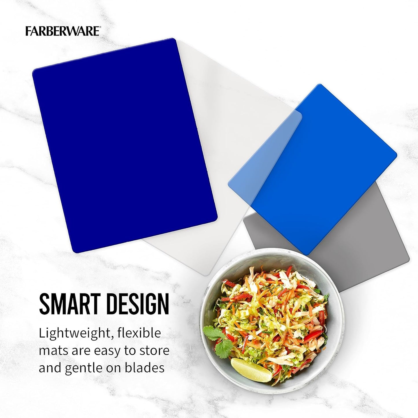 Farberware Flexible Kitchen Cutting Mat Set - Made in the USA - Cross-Contamination Prevention, 8x10 and 11x14 Inches, Non-Slip Design - Easy-Care Kitchen Essential, 4-Piece