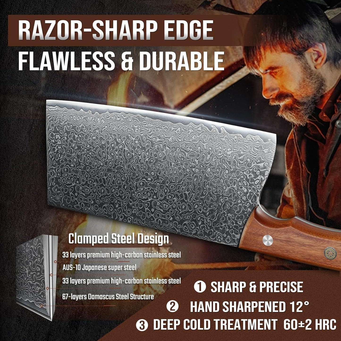DRAGON RIOT Damascus Boning Knife 6 inch, Professional VG-10 Steel Japanese Fillet Knife, Flexible Deboning Knife,Kitchen Trimming Knife with Ergonomic Wood Handle, Premium Gift Box