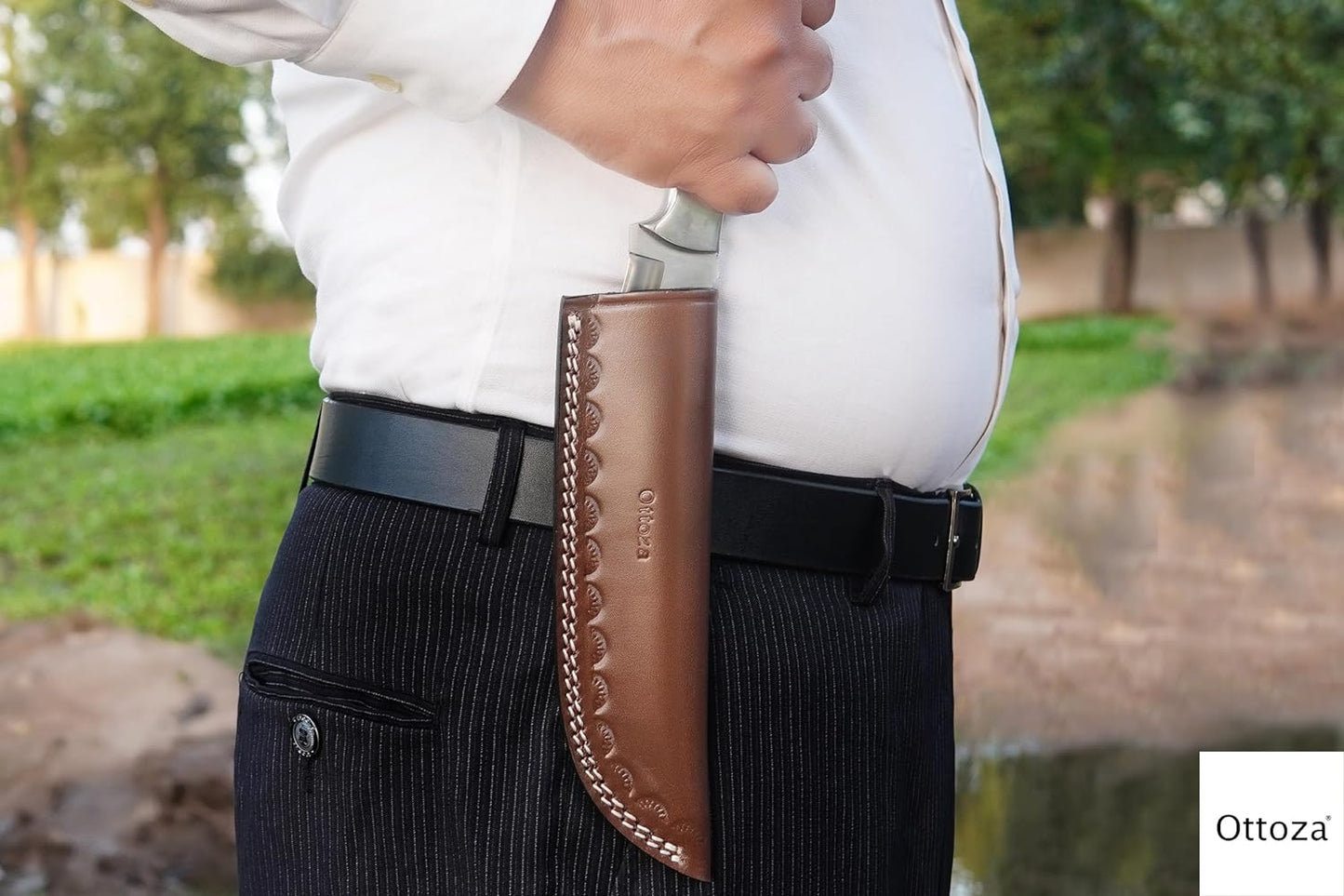 Ottoza TOP GRAIN Leather Knife Sheaths for Fixed Blade Knives, Leather Knife Sheath for Belt, Leather Knife Holster Belt Knife Holder, Vertical Knife Sheath for Belt No:111