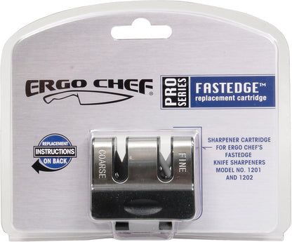 Ergo Chef Fastedge 2 Stage Knife Sharpener, Tabletop Kitchen Knife Sharpener, Tungsten Carbide and Ceramic Inserts, Red