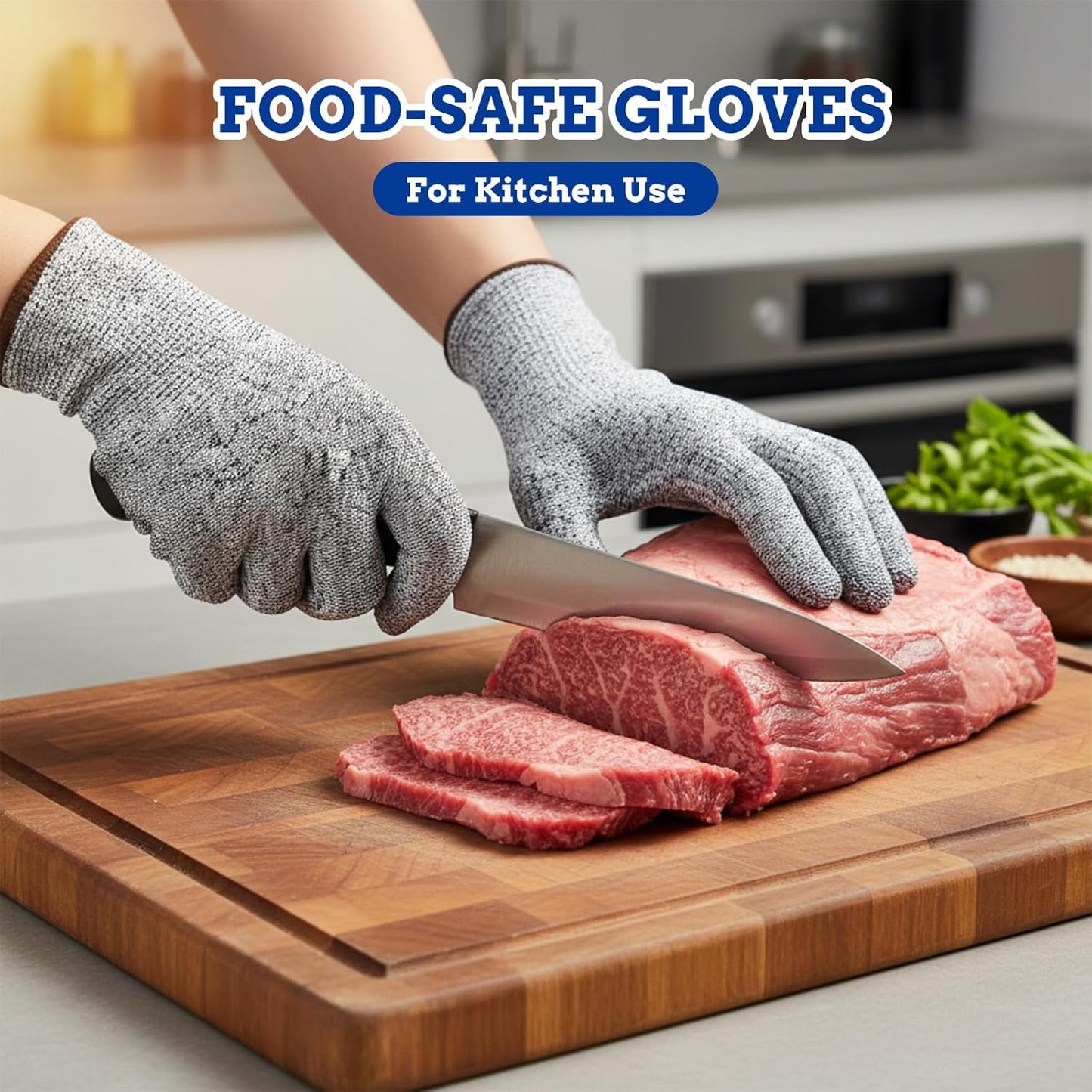 Cut Resistant Gloves Level 5 Safety Work Gloves Food Grade Puncture Resistant Meat Cutting Glove for Chef Butcher Firm Grip Gardening Woodworking Carving Fishing Outdoor Use Size L