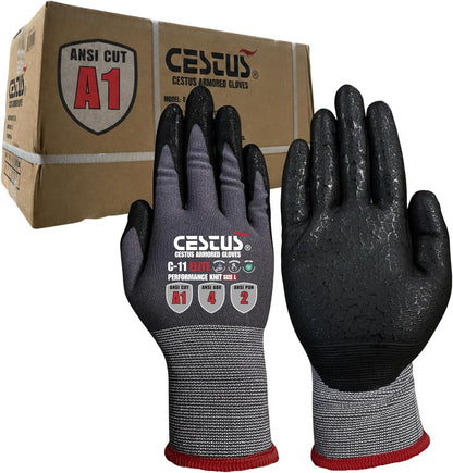 Cestus C11e, Nitrile Coated Work Gloves with Grip, Touchscreen, Reinforced Double Knit (3,12,120 Pairs)