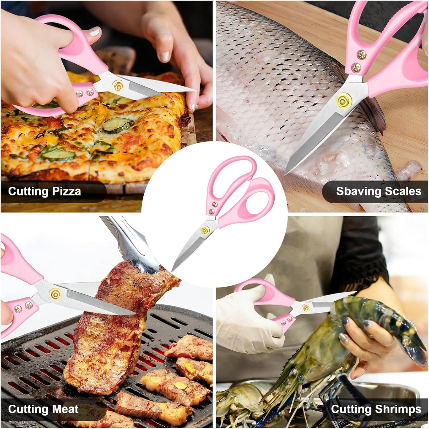 All Purpose Kitchen Scissors, Kitchen Shears Heavy Duty - Dishwasher Safe Food Scissors- Multipurpose Cooking Shears for Meat Poultry Food, Herbs, and Fish, Comfort Grip Handles, White