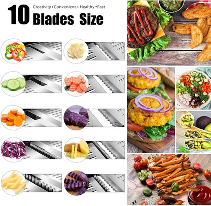 MASTERTOP Adjustable Mandoline Food Slicer,Vegetable Slicer Fruit Cutter,Stainless Steel Kitchen Mandolin,Julienne Slicers for Kitchen Onion Potato, Tomato, Carrot, Vegetable, and Fruit