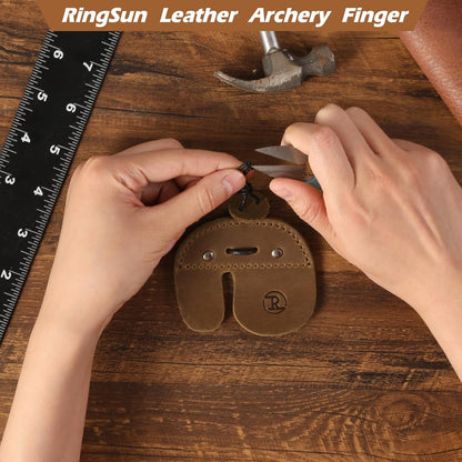 Ringsun Leather Archery Finger Tabs,Handmade Archery Finger Guard for Shooting Practice Gear, Recurve Bow Fingers Tab