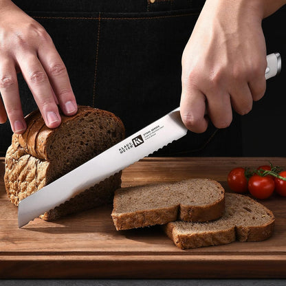Klaus Meyer Stahl High Carbon Exclusive German Steel 8 inch Bread Knife (White)