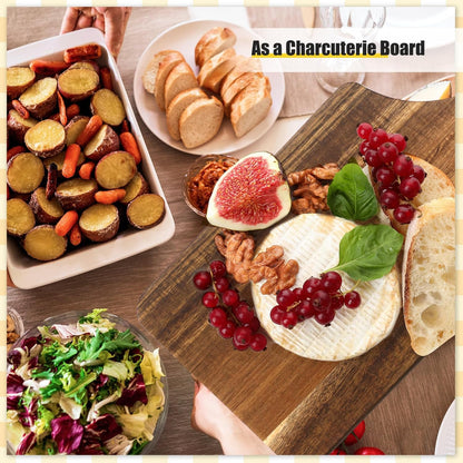 Didaey 6 Pcs Cutting Board Bulk Kitchen Thicken Chopping Platter with Handles Wooden Charcuterie Serving Trays Blank Wood Boards for Engraving Wedding Housewarming(Acacia Wood,11 x 5 Inch)