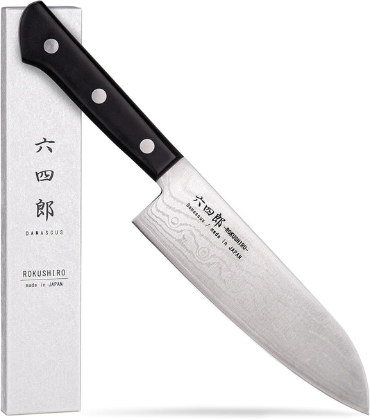 Gyuto Knife 7.1-Inch (180mm), 37-Layer VG10 Damascus Hammered Kitchen Chef Knife, High Carbon Stainless Steel Forged Blade