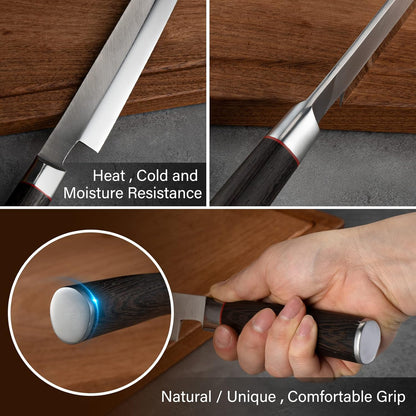 Sushi Knife 9.8 inches, Sashimi Knife with High Carbon Stainless Steel Blade,Ergonomic Wenge Wood Handle for Cutting Sushi & Sashimi, Fish Filleting