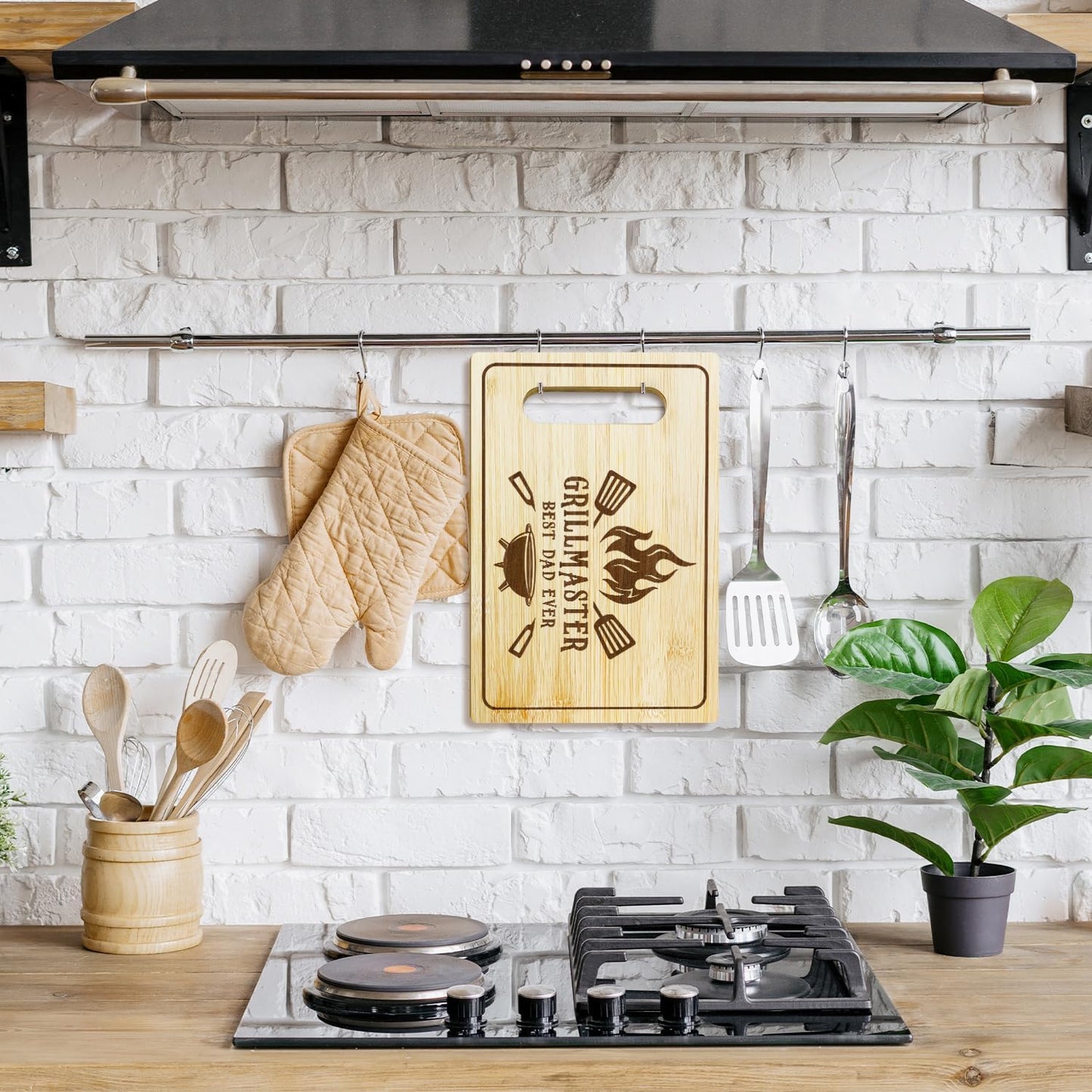 Best Dad Ever Bamboo Cutting Board, Grilling Gift For Men, Funny Charcuterie Boards for Home Kitchen Decor, Father's Day Birthday Gifts for Dad from Daughter Son -047