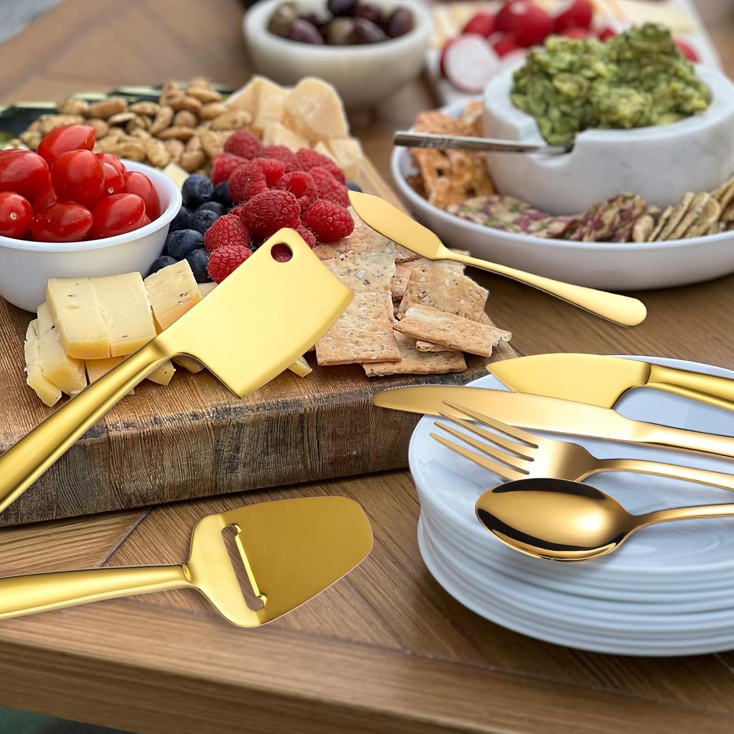 Copper Cheese Knives Set 7 Pieces Stainless Steel Kitchenware Utensils Gadgets 7 Pieces Cheese Knife,Cheese Spreader,Cheese Forks,Cheese Slicer,Cheese Cutter,Butter Knife