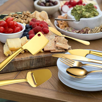 Copper Cheese Knives Set 7 Pieces Stainless Steel Kitchenware Utensils Gadgets 7 Pieces Cheese Knife,Cheese Spreader,Cheese Forks,Cheese Slicer,Cheese Cutter,Butter Knife