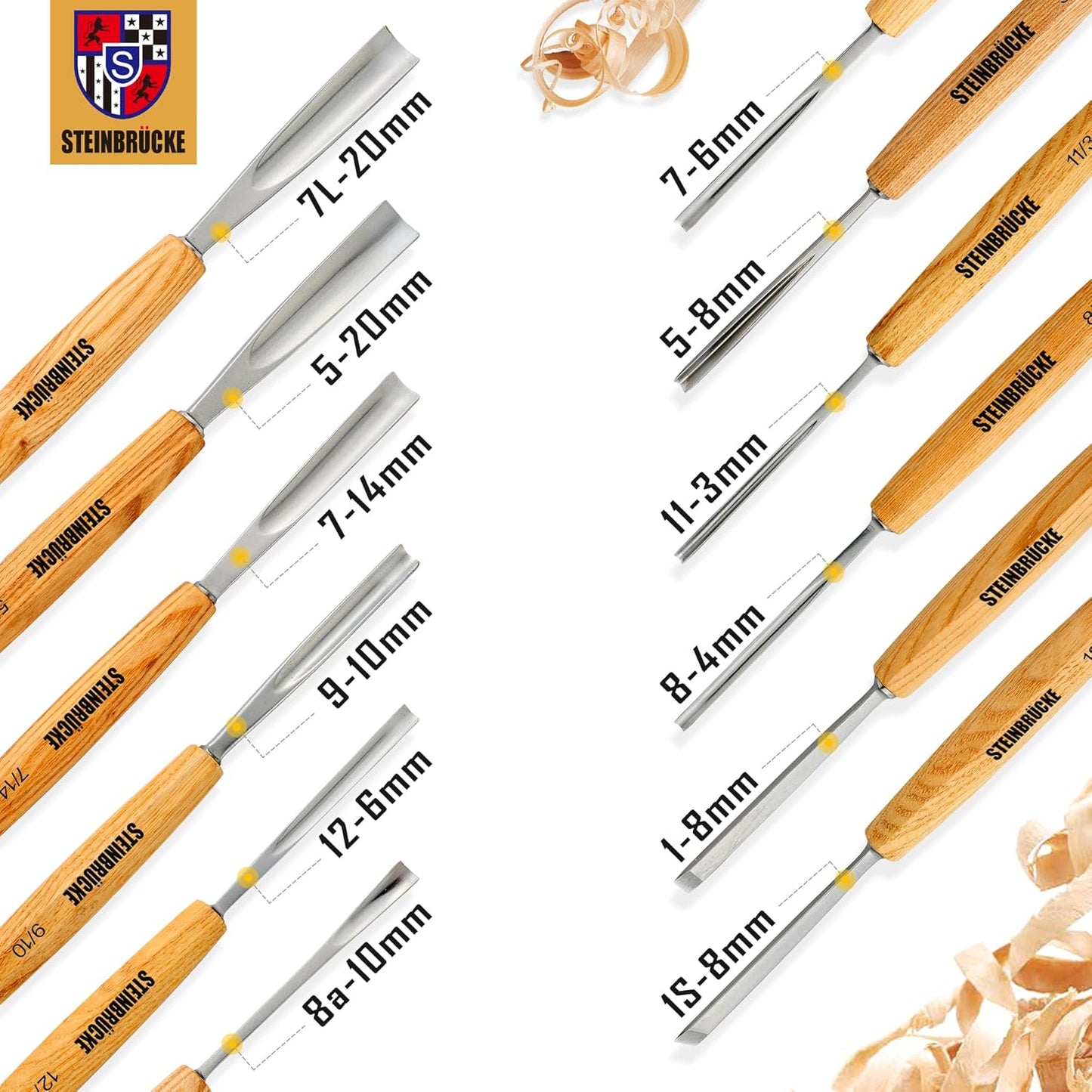 Wood Carving Kit, Wood Carving Tools Set of 12 Chisels and Mallet with Canvas Case Gouges, Wood Whittling Kinves Kit, Carving Knife Set, Woodworking Chisel Set for Beginners, Professionals