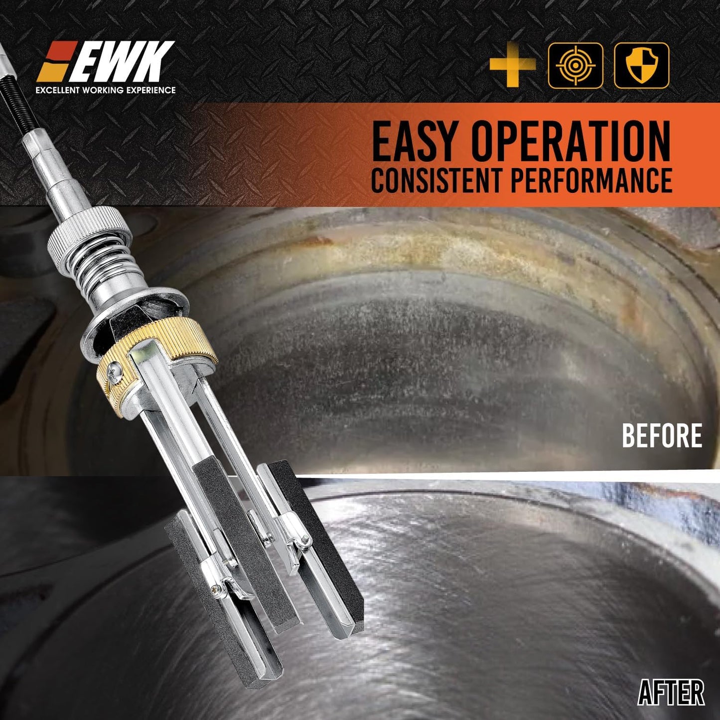 EWK 2" to 7" 3 Stones Engine Cylinder Hone Tool Adjustable Cylinder Deglazer Piston Honer 220 Grit