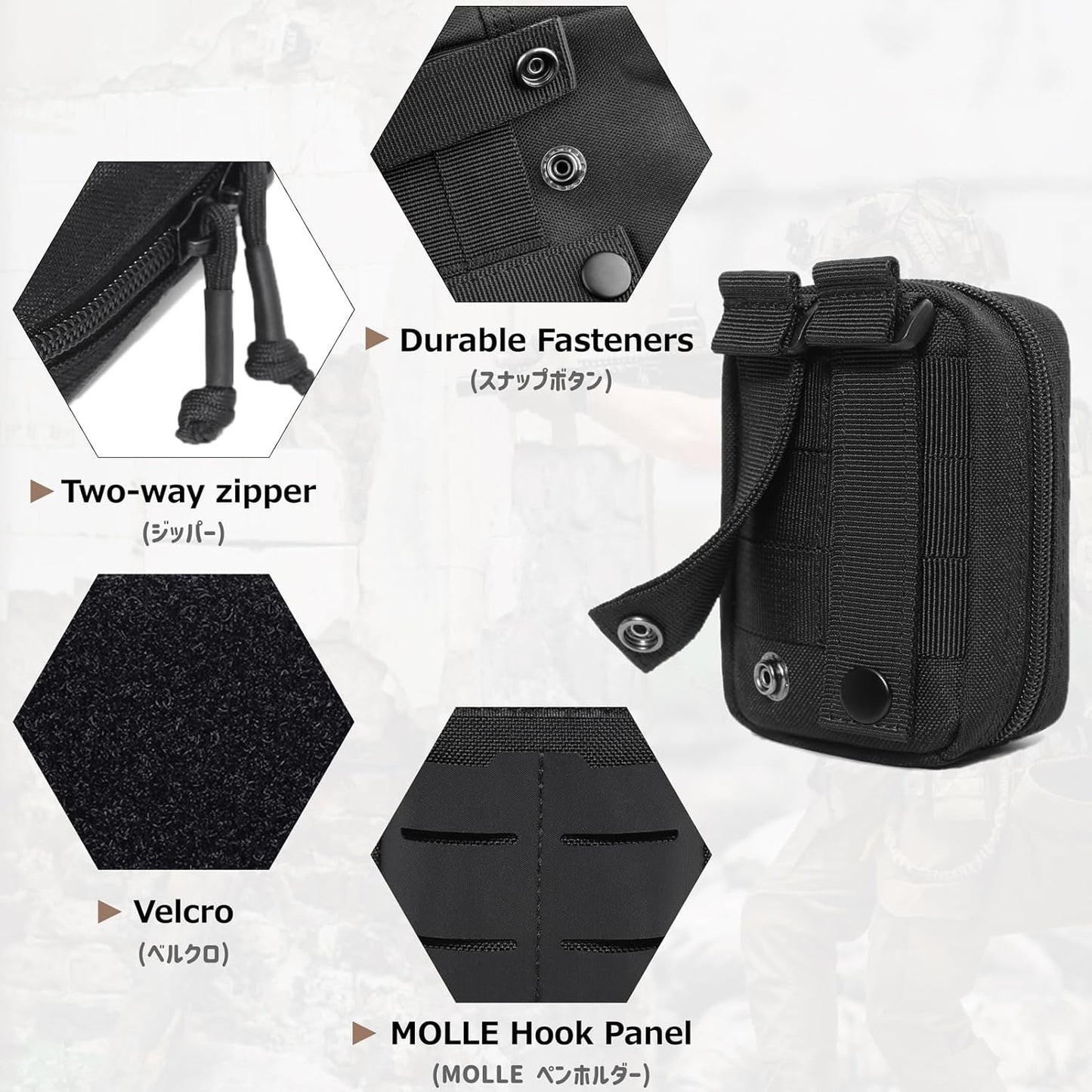 Azarxis Tactical Mini Belt Pouches, Multi-Purpose Small Battery Case Compact Utility EDC Card Slot Holder Waist Bags Military Molle Pack Sundries Storage Pack