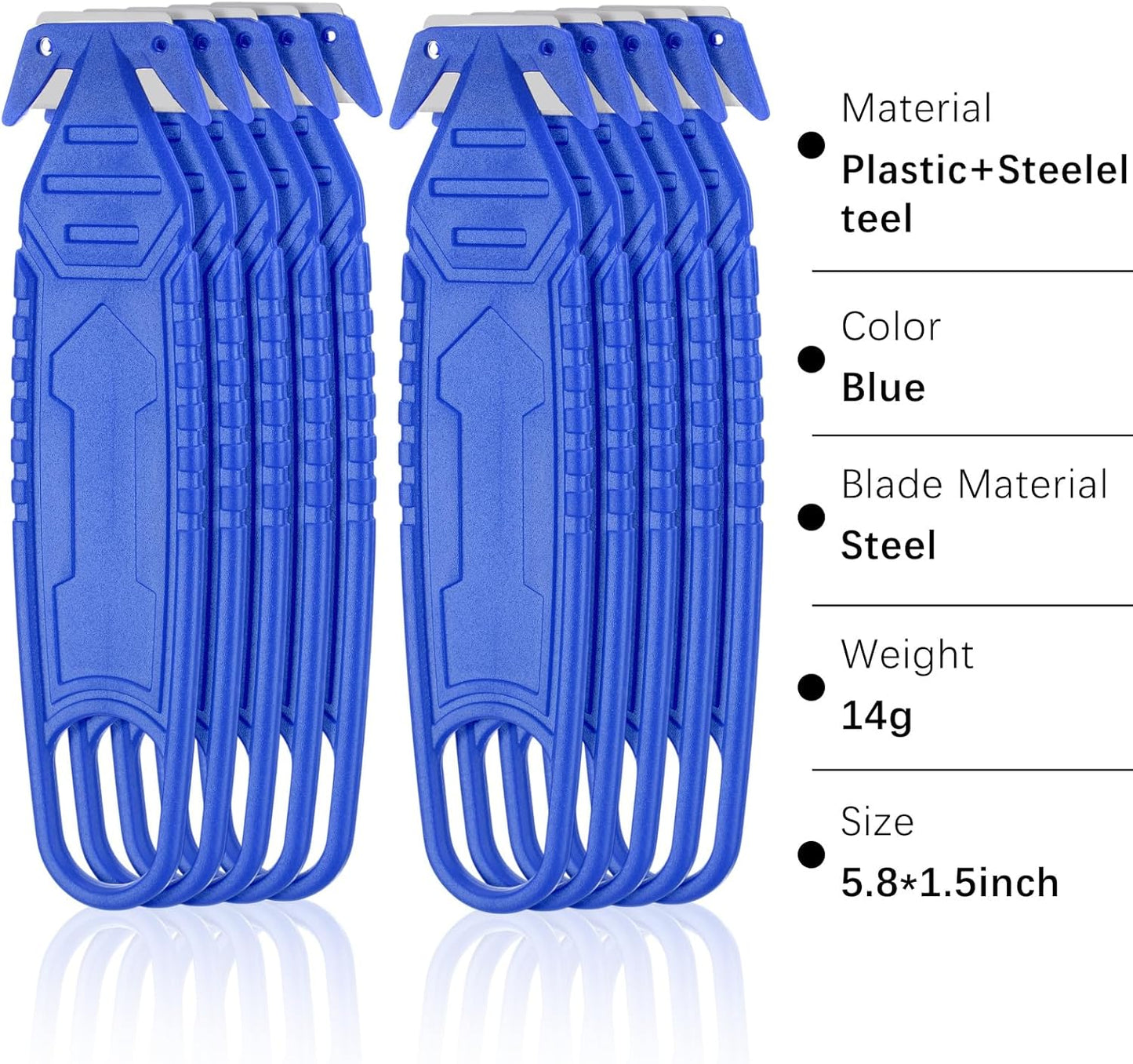 Therwen 30 Pcs Safety Box Cutter Knife of Stainless Steel Concealed Blade Package Opener with Tape Splitter for Carton Cardboard Wrap Letter Work Bag Straps Film Utility Tool (Black)