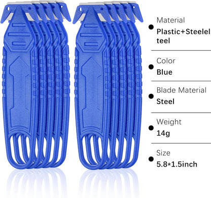 Therwen 30 Pcs Safety Box Cutter Knife of Stainless Steel Concealed Blade Package Opener with Tape Splitter for Carton Cardboard Wrap Letter Work Bag Straps Film Utility Tool (Black)