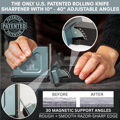 3000 & 6000 Grit Whetstone Plates Set – Extra Fine Corundum Sharpening Stones – Includes Leather Strop & Cleaning Eraser - Compatible Only with Parkway Home Adjustable Rolling Knife Sharpener
