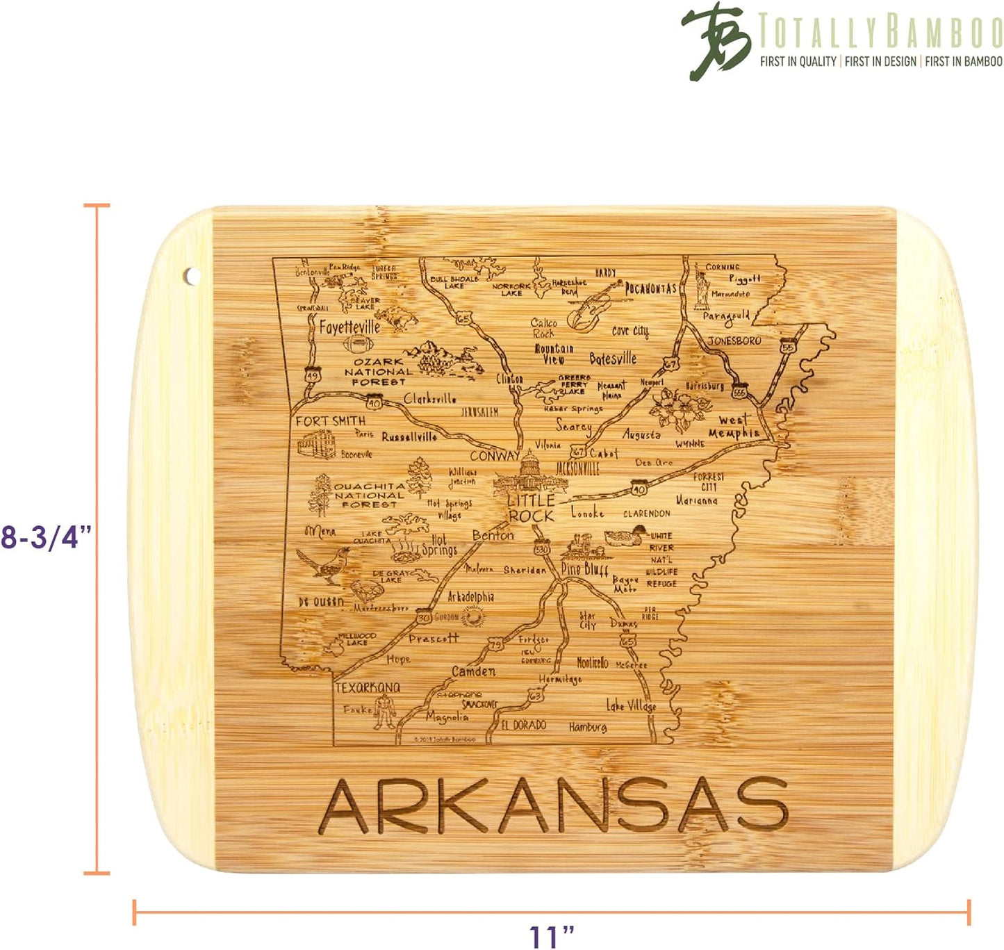 Totally Bamboo A Slice of Life New Jersey State Serving and Cutting Board, 11" x 8.75" - Colors B