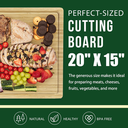 30 x 20 Inch Extra Large Wood Stove Top Cover Chopping Board, Bamboo Kitchen Cutting Board for BBQ, Turkey Carving Board, Large Charcuterie Boards for Party, Over the Sink Cutting Board