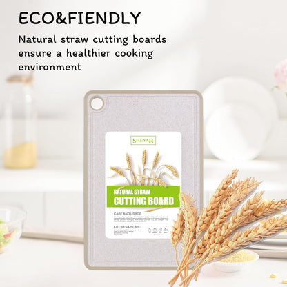 Cutting Board for Kitchen, Wheat Straw Fiber Cutting Board, Dish Washer Safe, w/Juice Grooves for Meat, Veggies, Easy Grip Handle, Non-slip Surface Eco-friendly Serveware Accessories （10‘x6.3’）