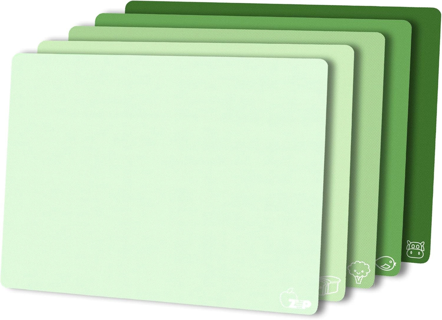 ZVP Flexible Plastic Cutting Board Set of 5 Gradient Color, Colorful Chopping Boards, BPA Free Mats, Non-Slip, Dishwasher Safe, 15x12 Inch, Gray Neutral Colors