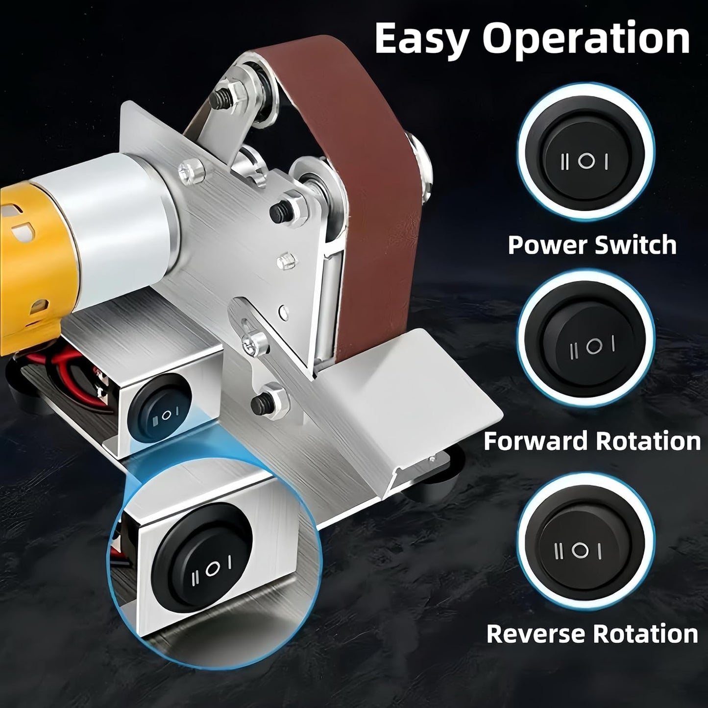 Electric Jewelry Making Belt Sander Tool, 4000-9000RPM Ring Making Knife Sharpener Kit, Mini Bench Grinder Polisher Machine for Woodworking Metalworking Jewelry Making