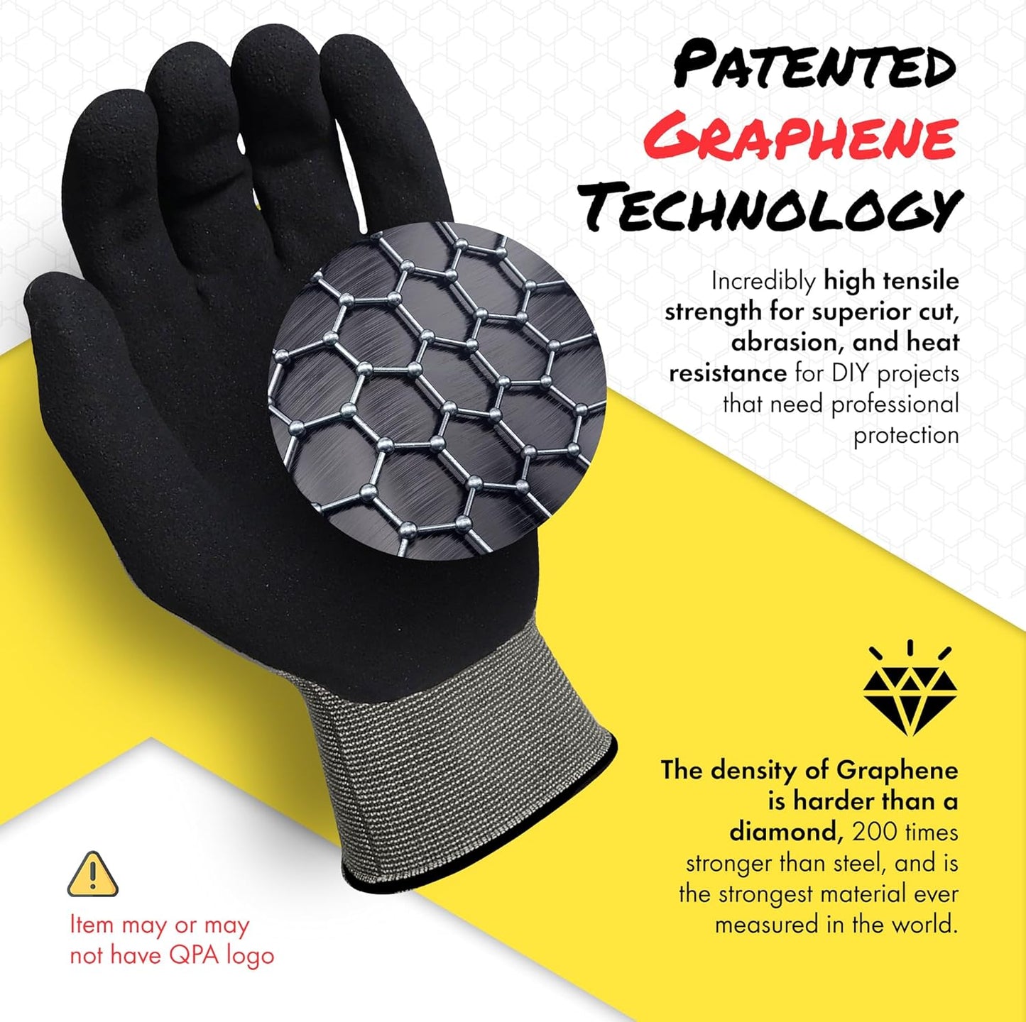 Quest Protective Apparel Cut Resistant Work Gloves (ANSI A1) – Lightweight Graphene Gloves for Gardening, DIY, Mechanical & General Handling – Breathable Grip Gloves for Men & Women – Large, Pack of 3
