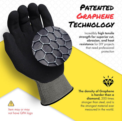 Quest Protective Apparel Cut Resistant Work Gloves (ANSI A1) – Lightweight Graphene Gloves for Gardening, DIY, Mechanical & General Handling – Breathable Grip Gloves for Men & Women – Large, Pack of 3