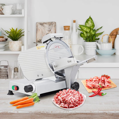 Powerful 240W Dual Motors Automatic Meat Slicer with 10" Carbon Steel Blade,10 inch Meat Slicer, 0-12mm Adjustable Thickness,Commercial/Home Use, Adjustable Thicknessfor Cheese, Veggies, Ham