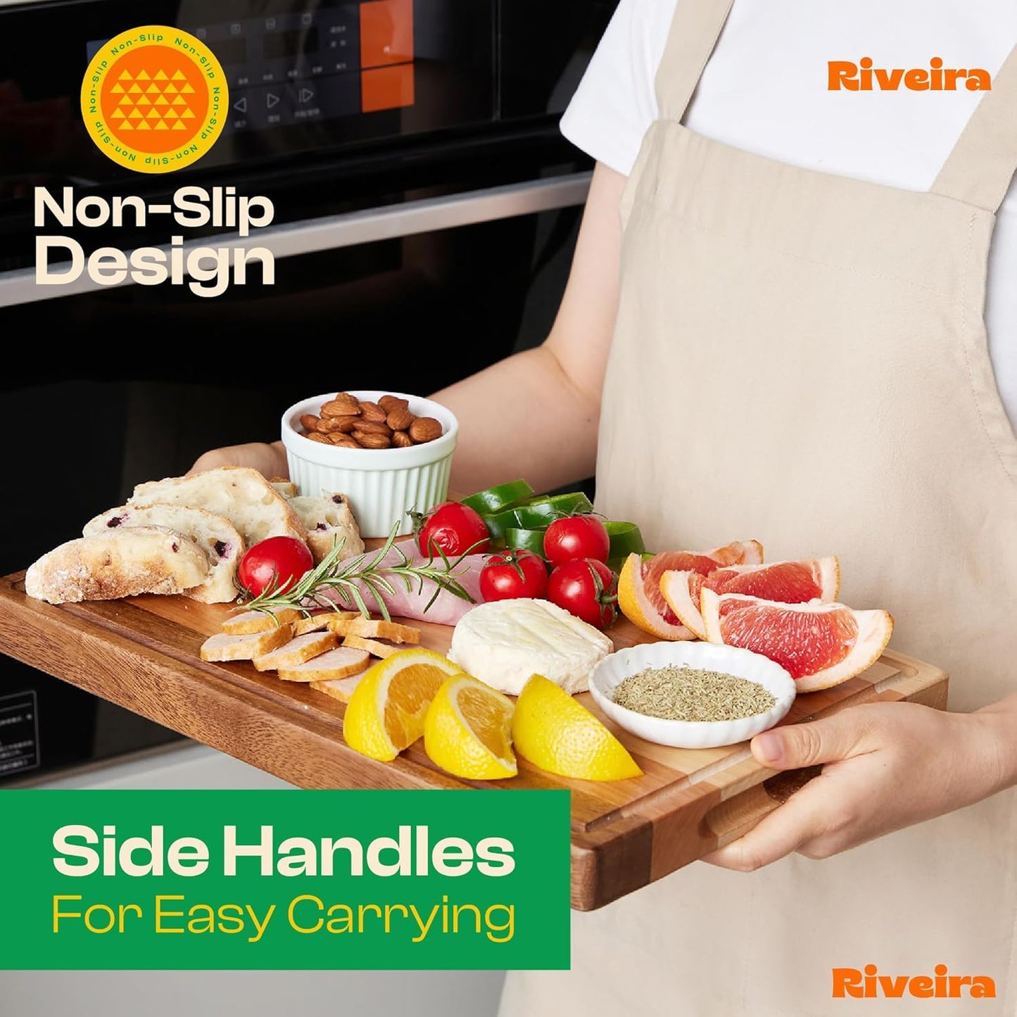 Riveira Walnut Cutting Board Set – Versatile And Durable: Set Of 3 Pcs Rectangular Wooden Cutting Board – Natural Wooden Cutting Boards For Kitchen – Complete Walnut Wooden Chopping Board