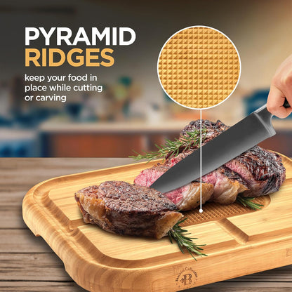 Meat Cutting Board - Extra Large Bamboo Carving Board, 18 x 13 Thick Butcher Block Cutting Board with Deep Juice Groove, Non Slip Center, Reversible Board for Steak, Brisket, Turkey, Grilling BBQ Prep