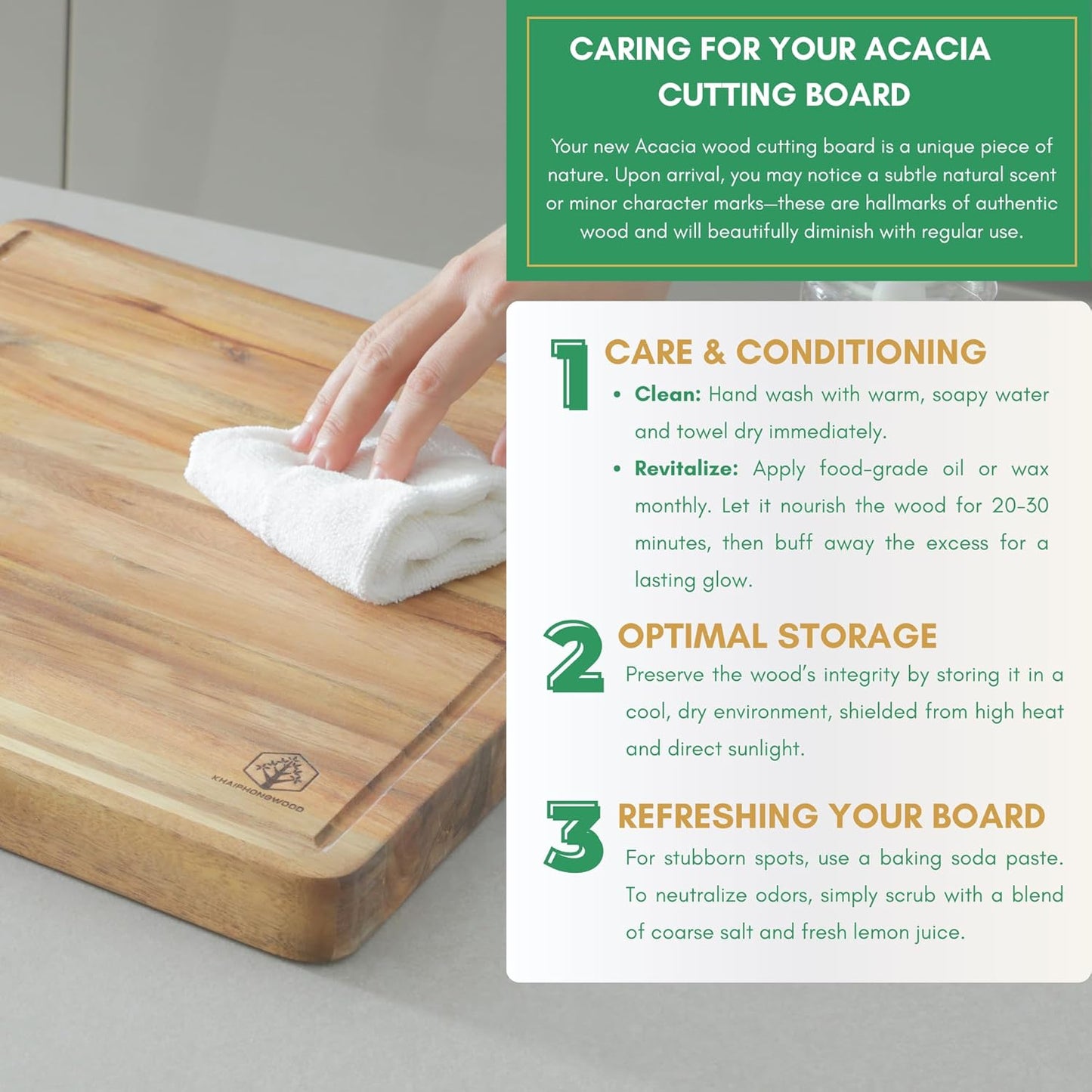 End Grain Acacia Wood Cutting Boards for Kitchen, 1.5 in Thick Butcher Block Construction for Stability, 15 x 10 in Medium Cutting Boards with Gift Box, Juice Groove and Handle