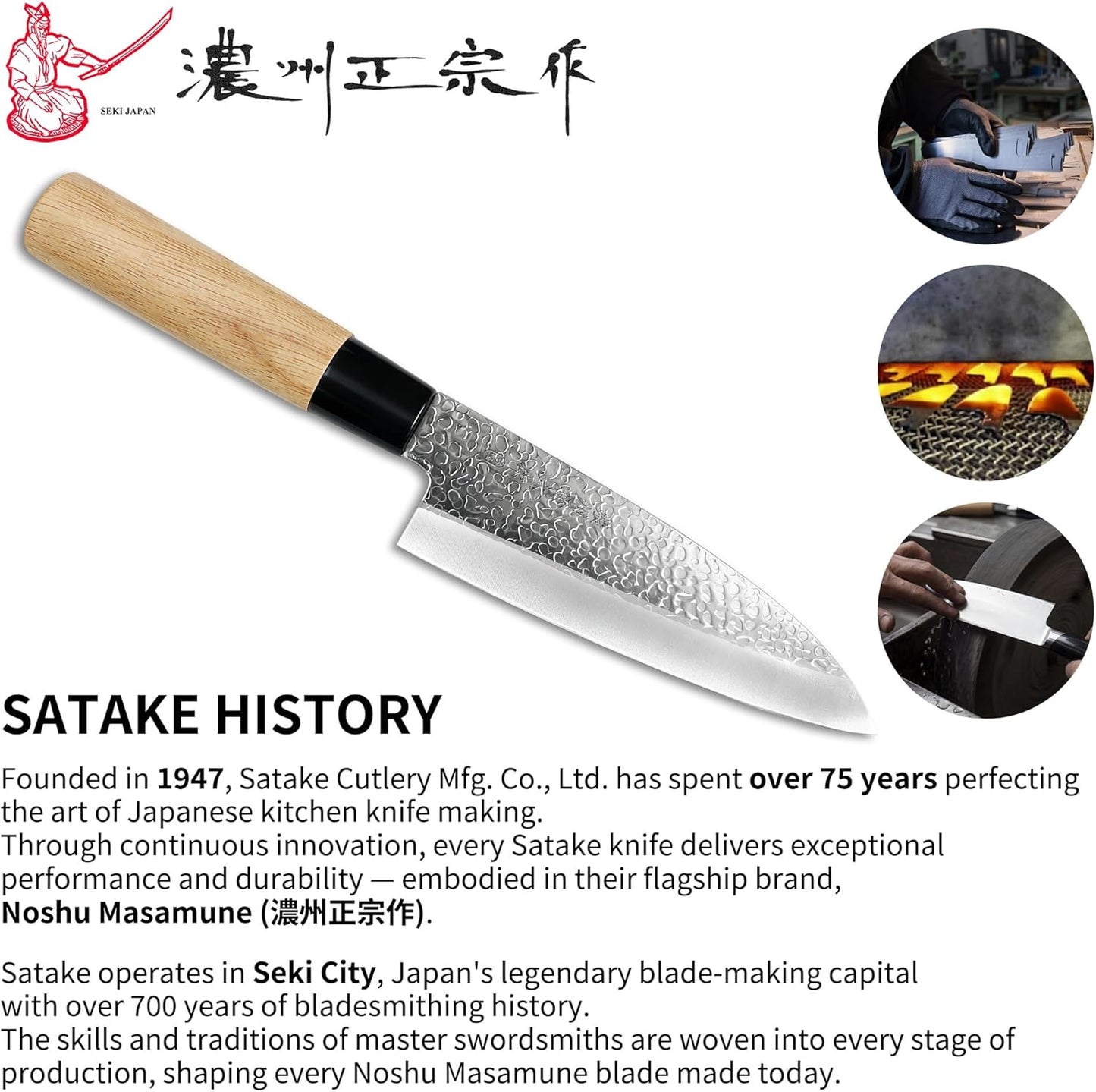 6.3 Inch Deba Knife, Made in Japan, Right-Handed Single Bevel Fish Butcher Knife, High Carbon Stainless Steel with Hammered Finish, Natural Wood Handle for Fish Filleting