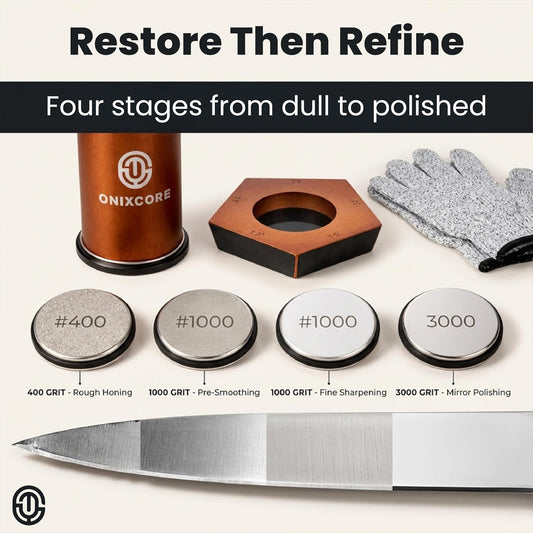 Rolling Knife Sharpener Kit, Magnetic 5-Angle Base Knife Sharpener with 4 Diamond & Ceramic Discs, Cut-Resistant Gloves Included, Knife Sharpener for Kitchen Made Easy Chef & Pocket Knives