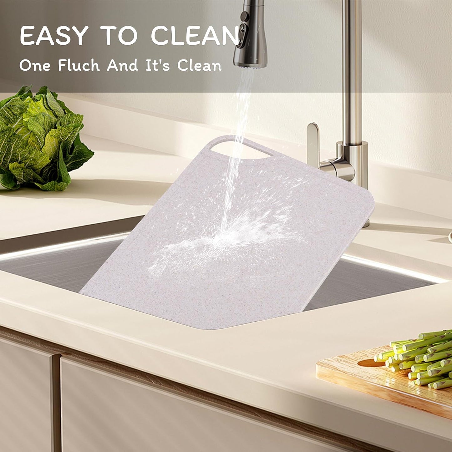 Cutting Board for Kitchen, Wheat Straw Fiber Cutting Board, Dish Washer Safe, w/Juice Grooves for Meat, Veggies, Easy Grip Handle, Non-slip Surface Eco-friendly Serveware Accessories （10‘x6.3’）