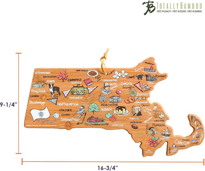 Totally Bamboo Tennessee State Shaped Cutting Board and Charcuterie Serving Platter with Artwork by Fish Kiss, Includes Hang Tie for Wall Display - Colors A