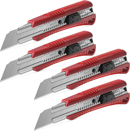 HAUTMEC 25mm Utility Knife, Heavy Duty Auto-Lock, Retractable Box Cutter with 2pcs Spare Snap-off Sharp Blades HT0080-KN