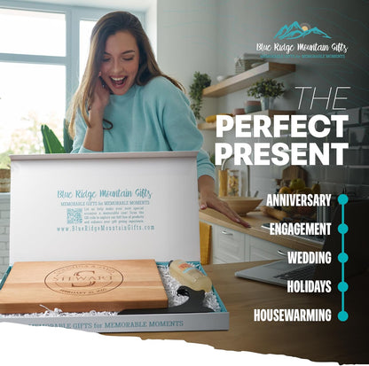 Blue Ridge Mountain Gifts Personalized Wood Cutting Board Laser Engraved Anniversary or Wedding Gift Custom Charcuterie Board Personalized Gift for Mothers