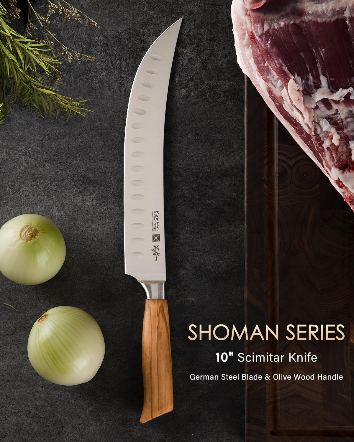 Mitsuharu 6" Fillet Knife for Meat Cutting, SHOMAN Series Sharp Boning Knife with Olive Wood Handle, German Steel Fillet Knife, Super Sharp for Lamb Pork Shoulder Fish