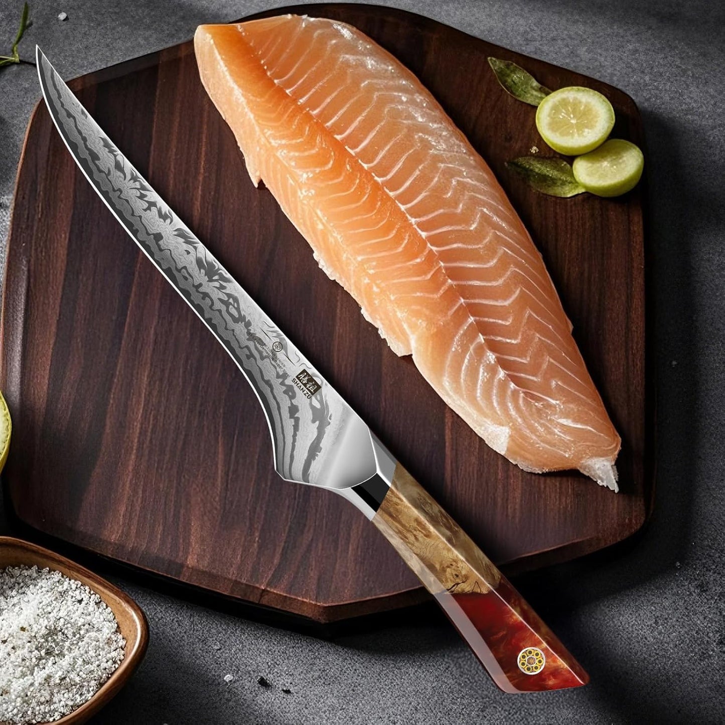 SHAN ZU Damascus Chef Knife, SG2 Powder Steel Japanese Kitchen Knife, 7 inch Hand Forged 91 Layers Damascus Steel Ultra Sharp Knife with Ergonomic Maple Handle