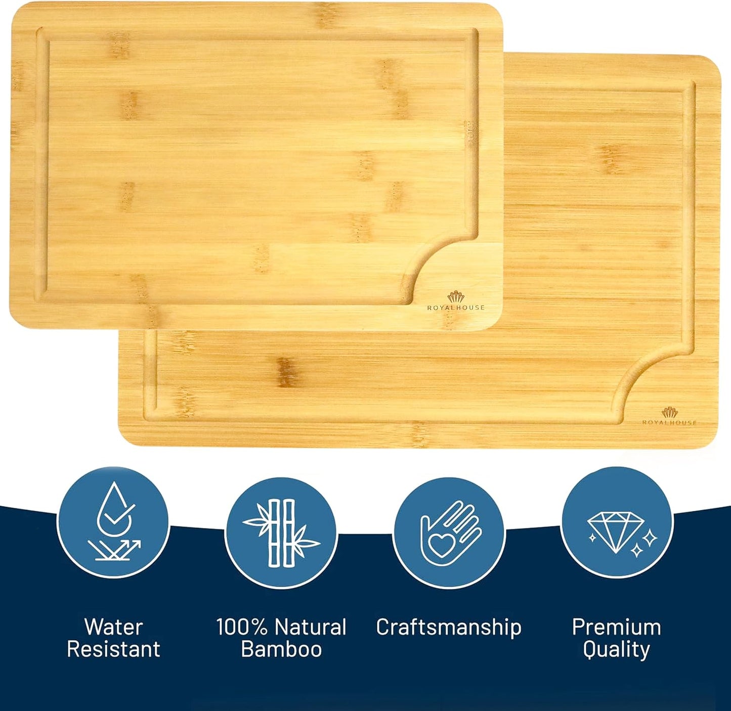 Large Cutting Board, 15x10x0.5 Bamboo Cutting Boards for Kitchen with Juice Groove and Kitchen Chopping Board for Meat Cheese board Heavy Duty Serving Tray,